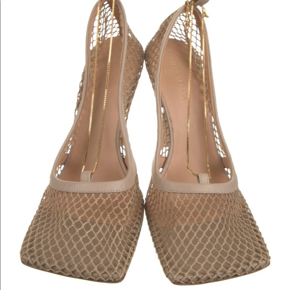 Bottega Veneta Stretch Mesh Chain Link Heels - Picture 2 of 6